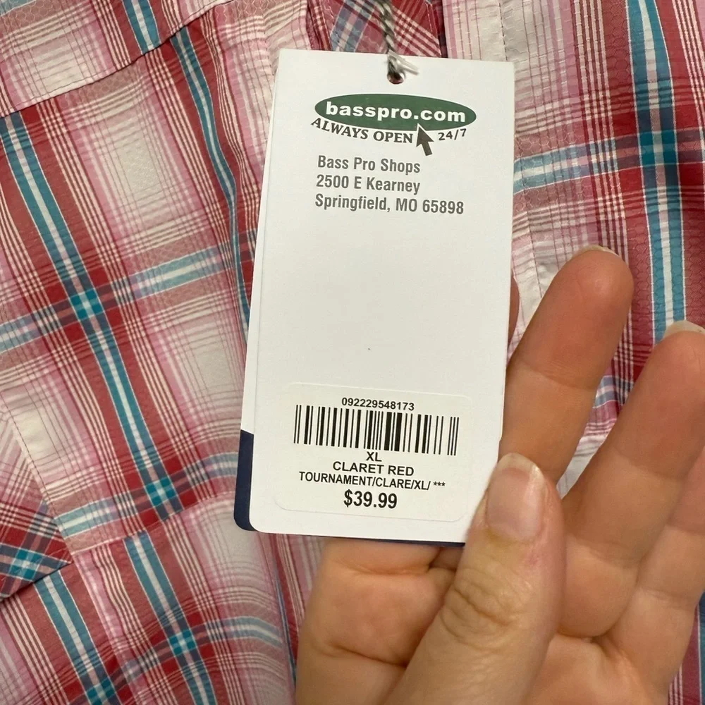 Bass pro shop XL Pink and Blue Plaid Button-Up Shirt - Picture 4 of 4
